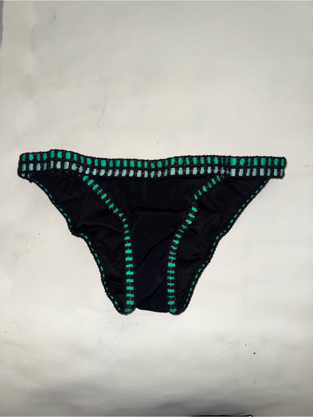 Black Women’s Bikini Bottom with Green Trim